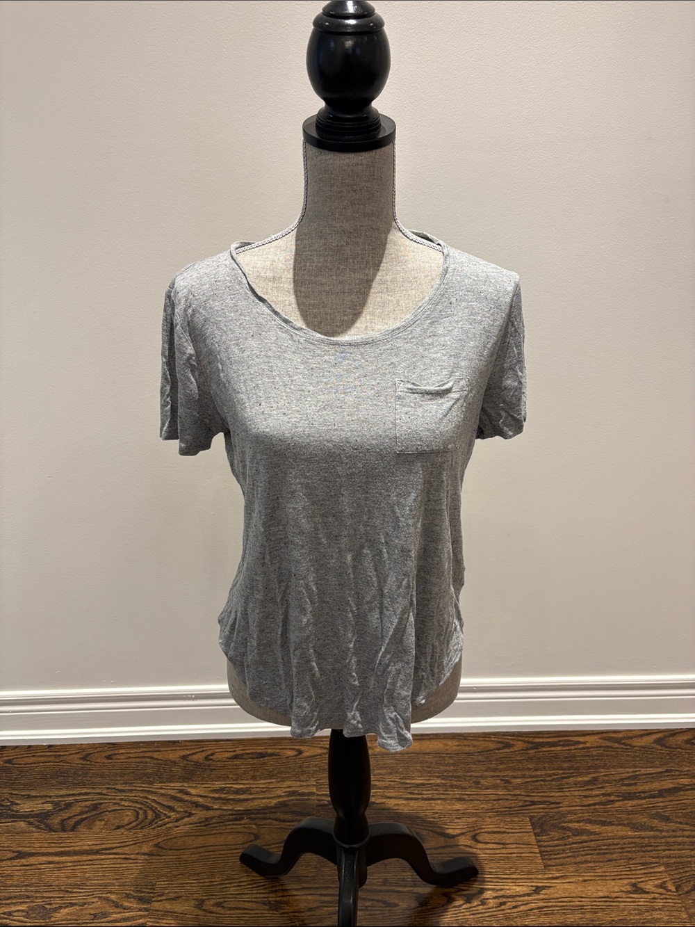 Joe Fresh Light Gray Scoop Neck Pocket Tee